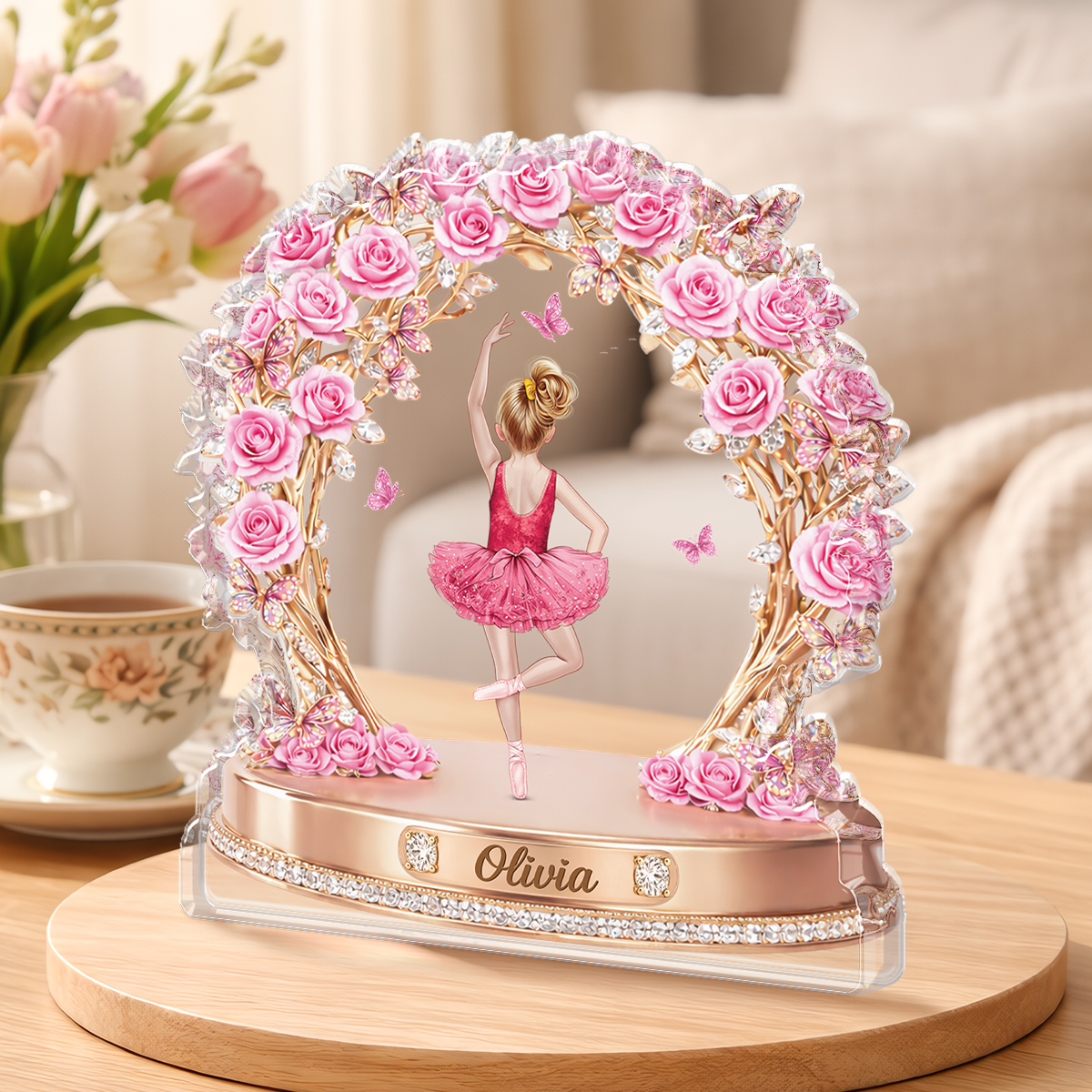 Personalized Ballet Dancer Shaped Acrylic Plaque - Custom Gift for Kids