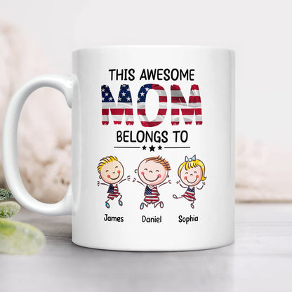 This Awesome Mom Belongs To - Personalized Mug