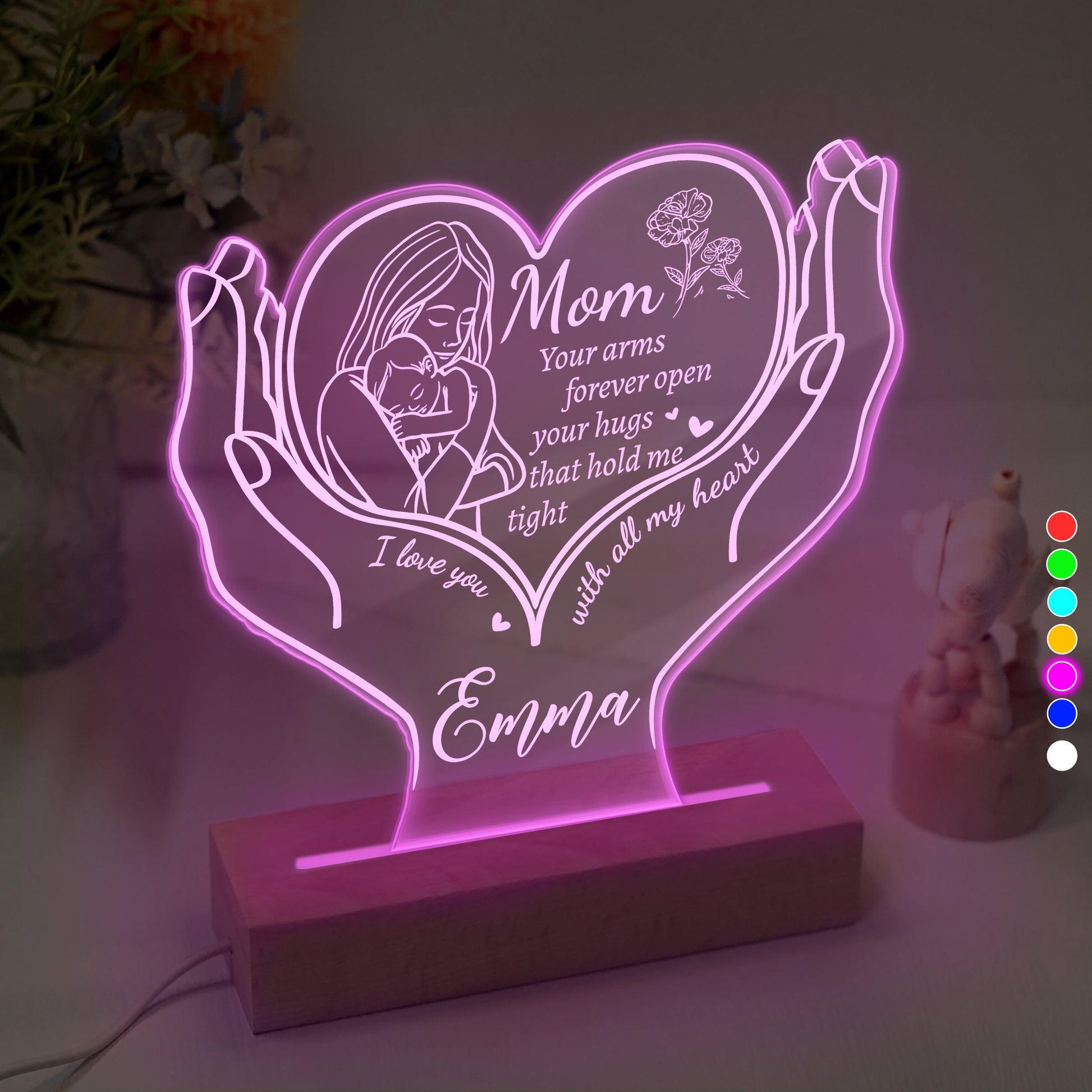 Personalized LED Night Light - A Heartfelt Tribute to Mom