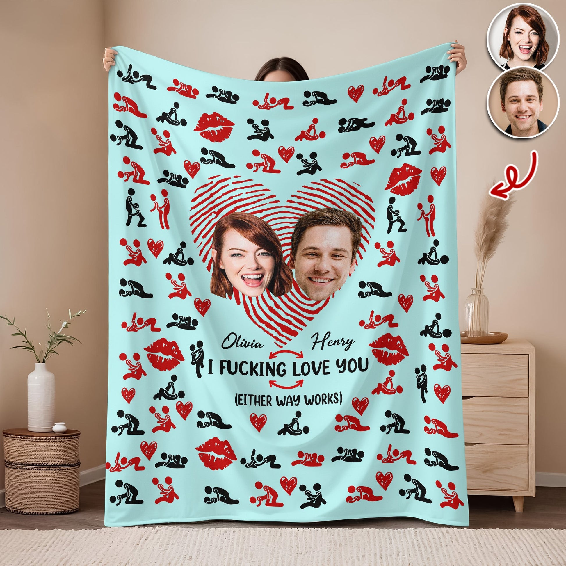 Personalized Custom Photo Couple Blanket - Gift For Valentine's Day