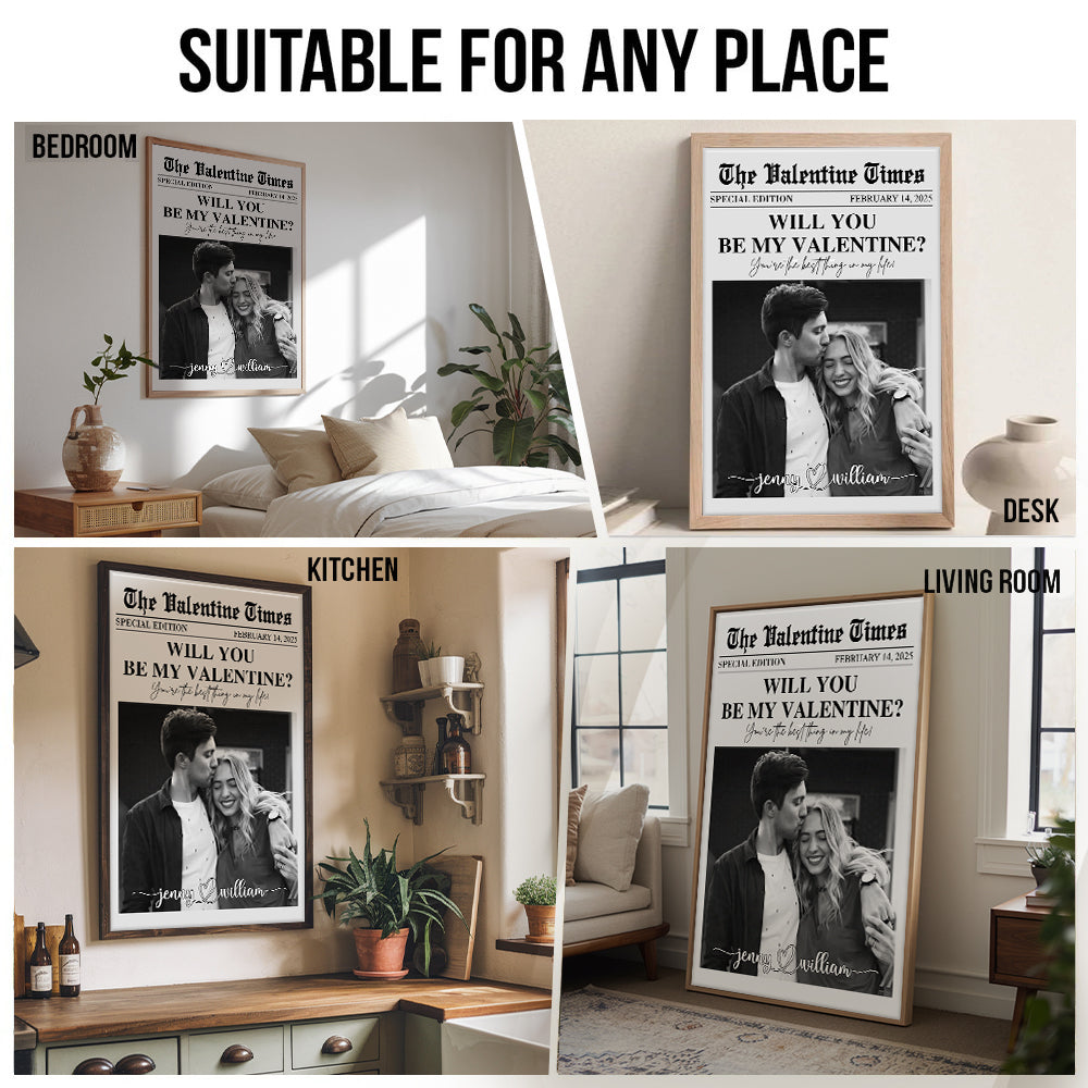 Will You Be My Valentines - Personalized Custom Couples Photo Poster / Canvas