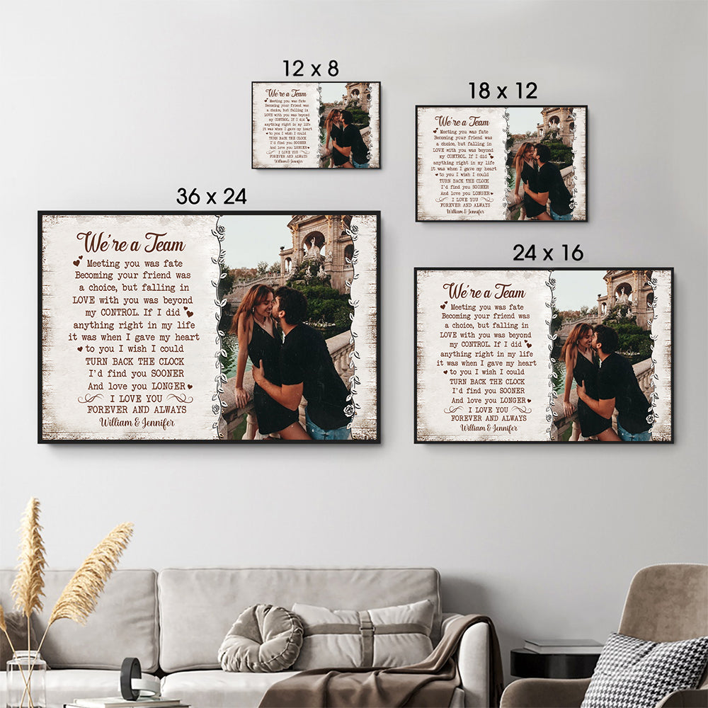 Personalized Custom Photo We're A Team Poster / Canvas - Custom Anniversary Gift For Couples