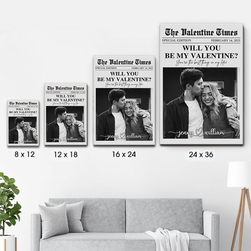 Will You Be My Valentines - Personalized Custom Couples Photo Poster / Canvas