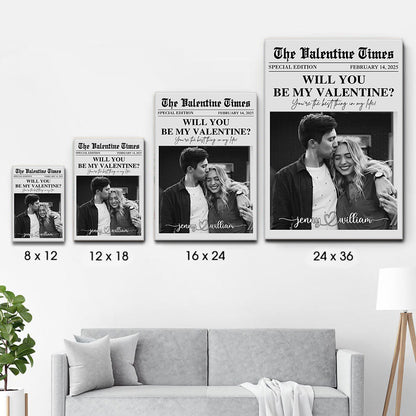 Will You Be My Valentines - Personalized Custom Couples Photo Poster / Canvas