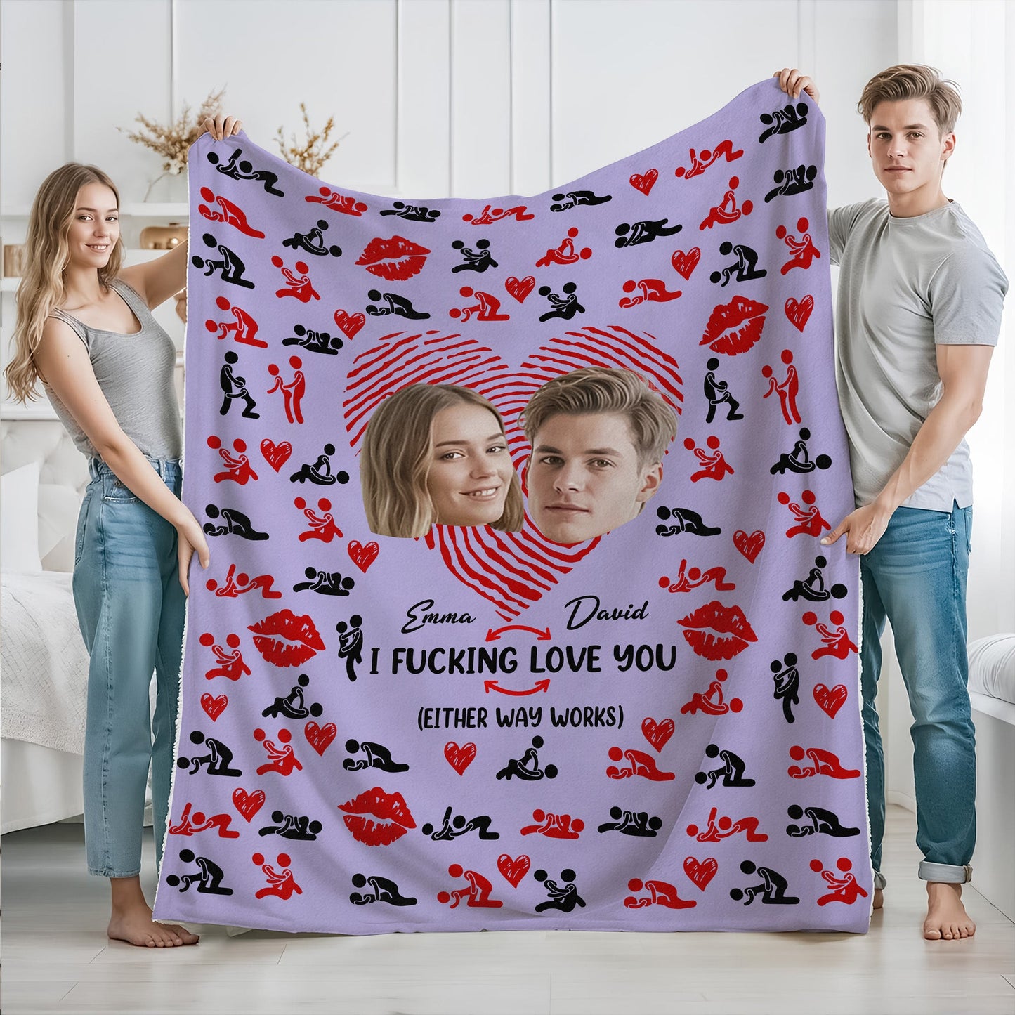 Personalized Custom Photo Couple Blanket - Gift For Valentine's Day