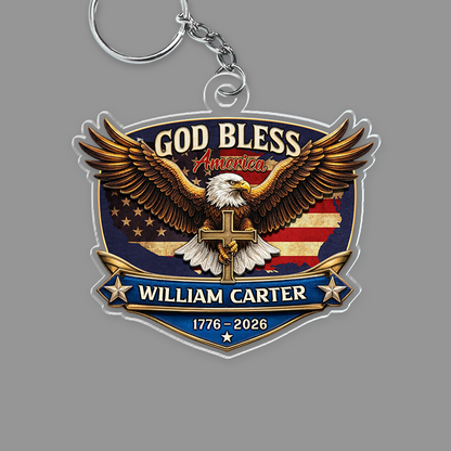 “God Bless America” Eagle Acrylic Keychain - Personalized 250th Anniversary Gift