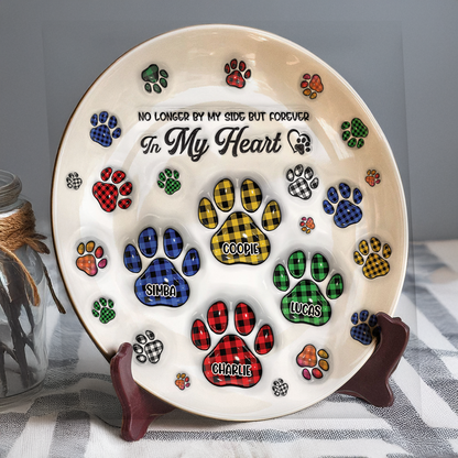 You Left Paw Prints On My Heart - Personalized Custom Memorial Ceramic Plate