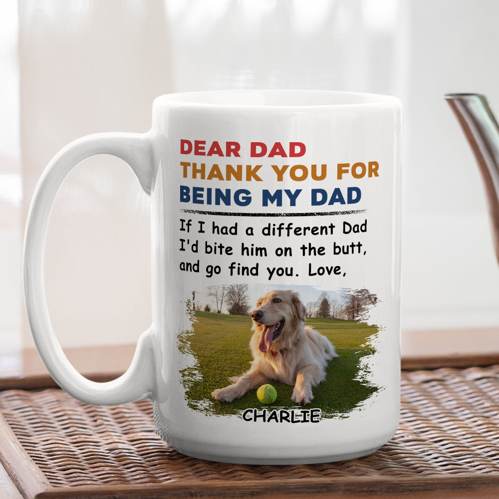 Custom Dog Dad/ Mom Mug: 'Bite The Butt' Funny Gift from Dog