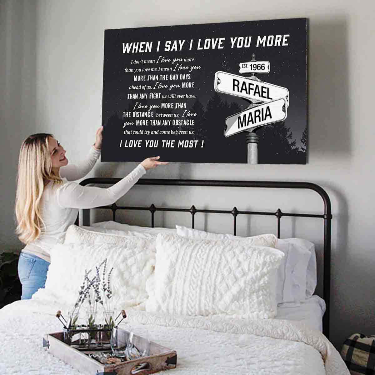 Personalized I Love You More Street Sign - Custom Names Date Canvas / Poster