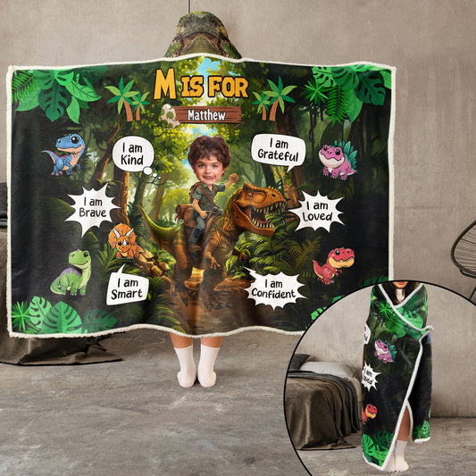 Personalized Hooded Blanket for Kids - Custom with Name & Face Photo - Wearable Adventure Gift for Boys & Girls