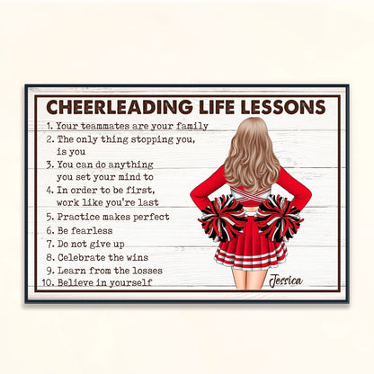"Cheerleading Life Lessons" Personalized Canvas / Poster - Custom Gift for Cheerleaders & Coaches