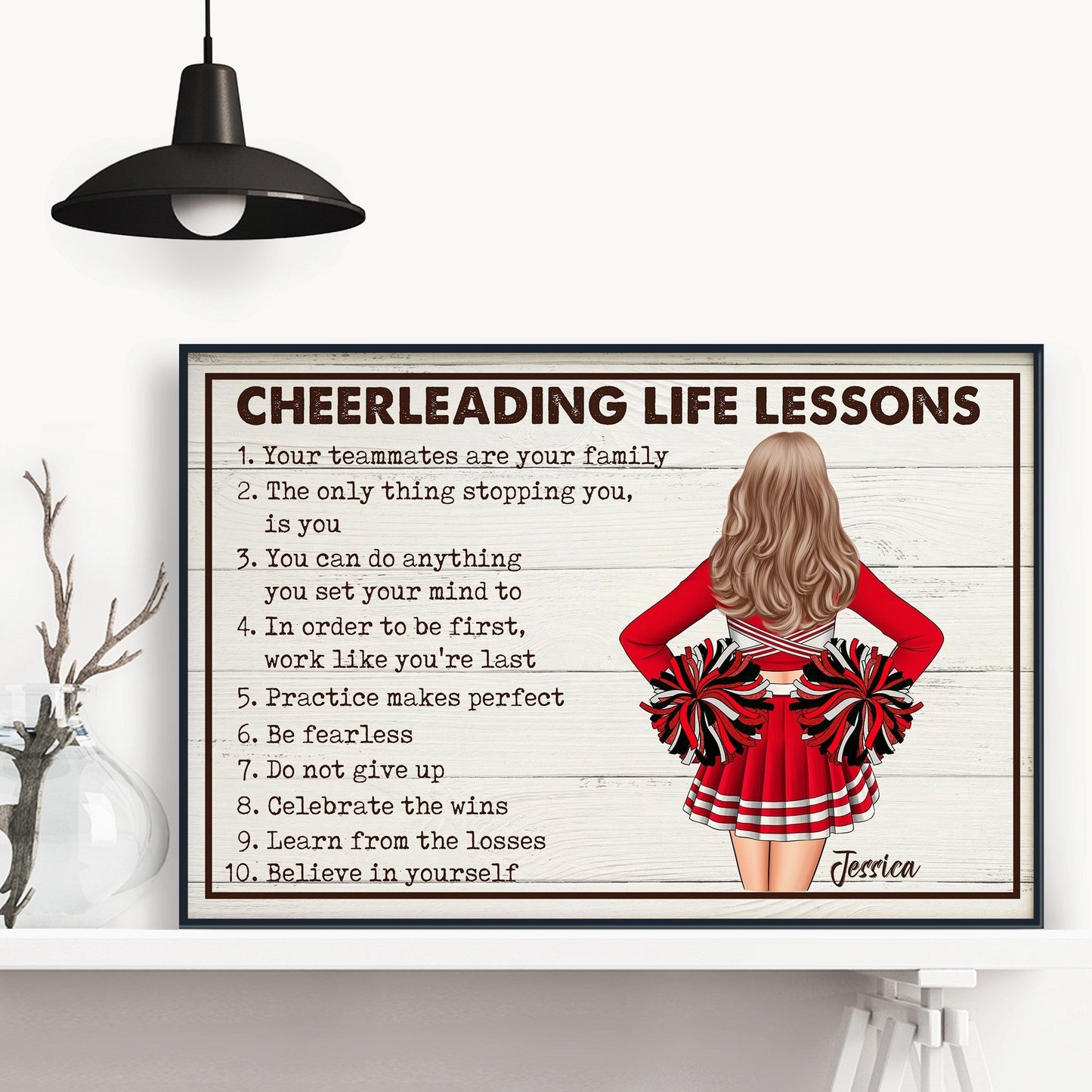 "Cheerleading Life Lessons" Personalized Canvas / Poster - Custom Gift for Cheerleaders & Coaches