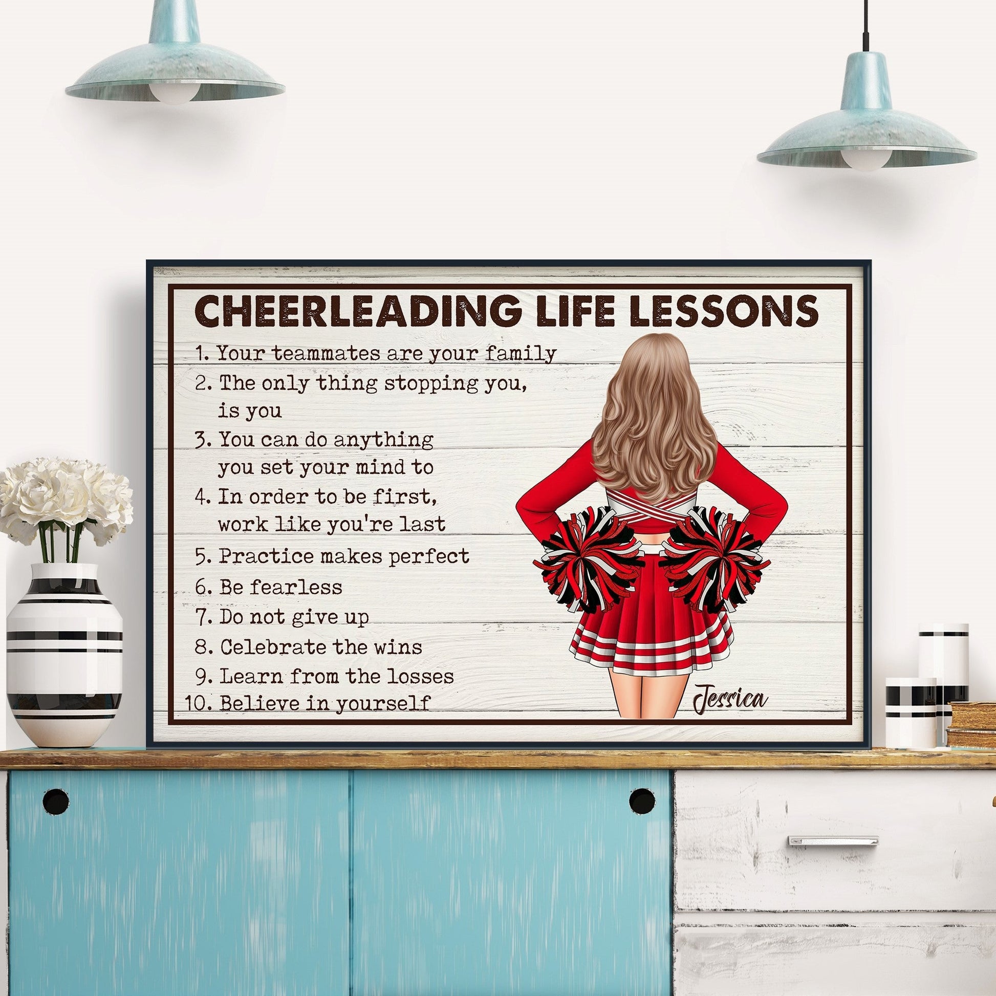 "Cheerleading Life Lessons" Personalized Canvas / Poster - Custom Gift for Cheerleaders & Coaches