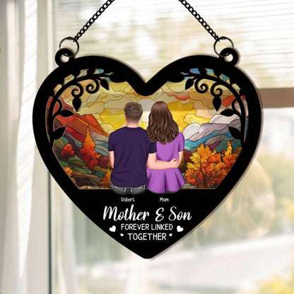Heartfelt Personalized Suncatcher for Mom & Daughters: 'Forever Linked Together'