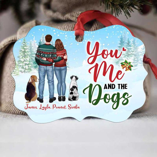 Christmas Couple You Me Dogs Personalized Christmas Aluminum Ornament