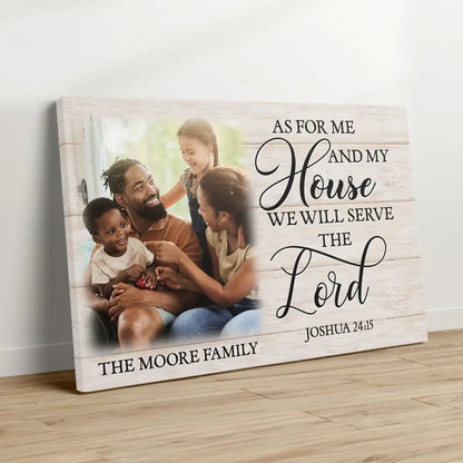 Personalized As for Me and My House Joshua 24:15 Custom Family Name & Photo Wall Art Canvas
