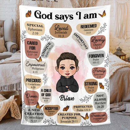 Personalized Blanket -  God Says I Am - Meaningful Birthday, Christmas Gifts - Giftago