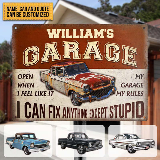 What Happened In The Garage Stays In The Garage - Personalized Custom Classic Metal Signs
