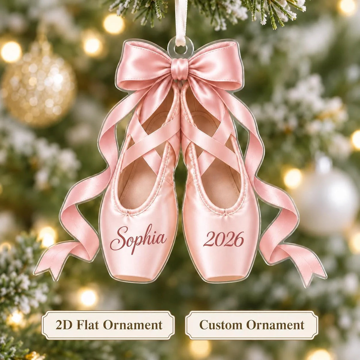 Personalized Ballet Pointe Shoes Christmas Ornament - Custom Name Keepsake for Dancer