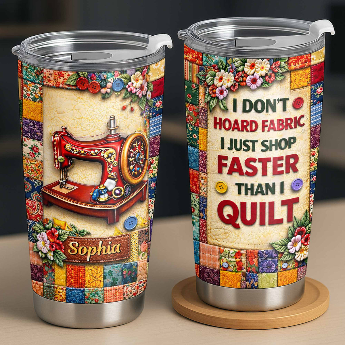 I Don’t Hoard Fabric Quilting Tumbler - Personalized Sewing Gift for Quilters