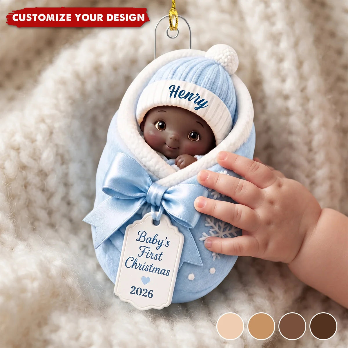 Baby's First Christmas 2026 Personalized Acrylic Ornament - Custom Swaddled Newborn Holiday Keepsake Gift