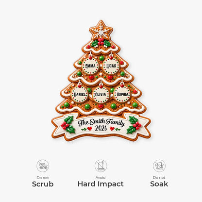 Custom Gingerbread Family Tree Acrylic Ornament - Personalized Holiday Keepsake Gift