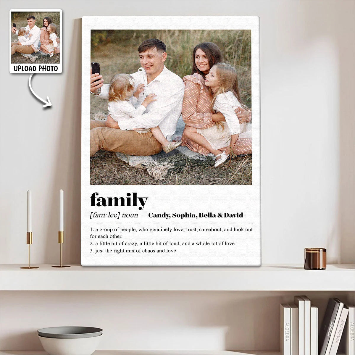 Family Definition Custom Photo Canvas / Poster - Personalized Wall Art Keepsake for Mom and Dad