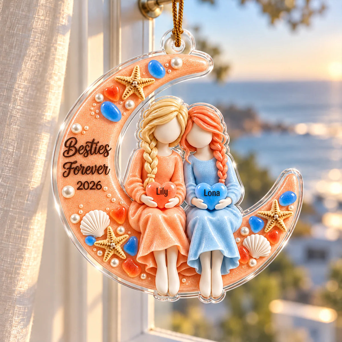 Besties Forever Personalized Best Friend Ornament - Custom Name Acrylic Keepsake for Christmas