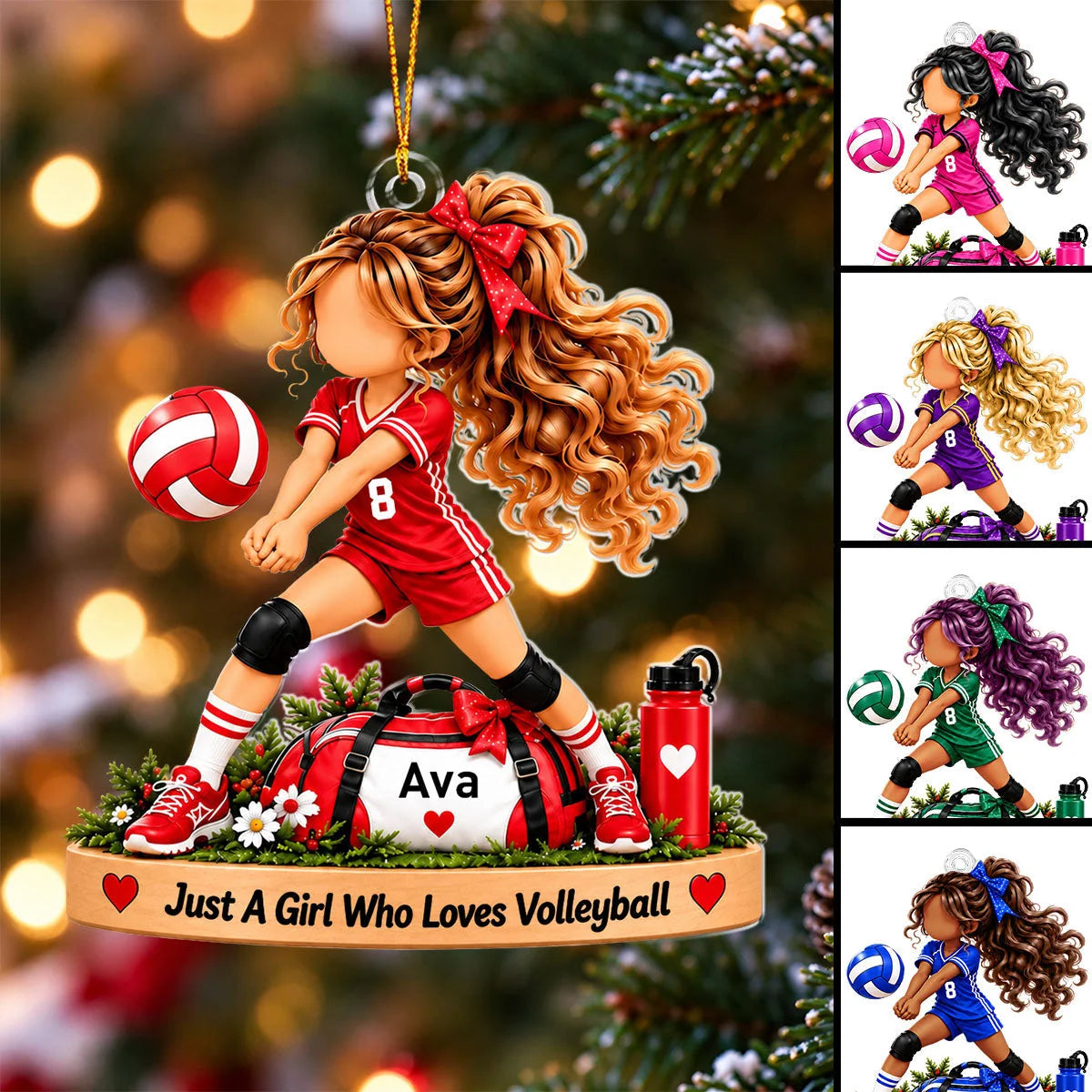 Just A Girl Who Loves Volleyball Personalized Acrylic Ornament - Christmas Keepsake Gift for Daughter