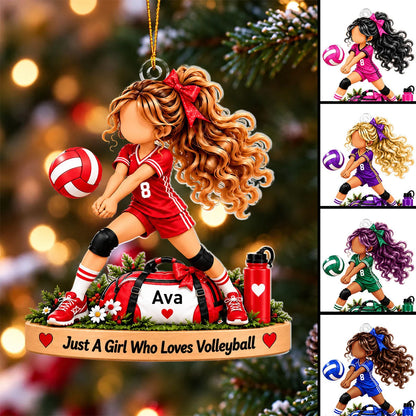 Just A Girl Who Loves Volleyball Personalized Acrylic Ornament - Christmas Keepsake Gift for Daughter