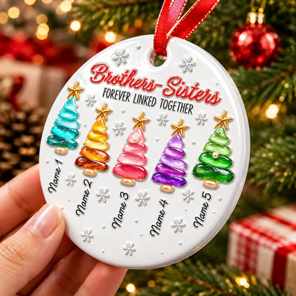 Forever Linked Together Personalized Sibling Christmas Tree Ornament - Custom Sisters and Brothers Keepsake Gift