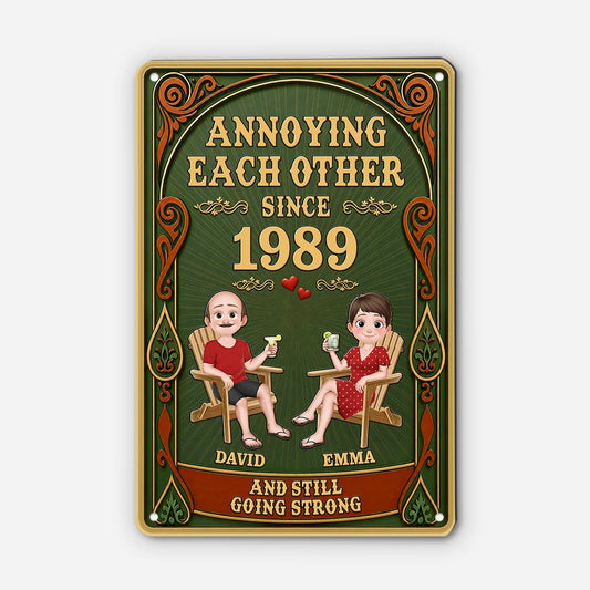 "Annoying Each Other Since" Personalized Couple Metal Sign - Custom Anniversary Gift