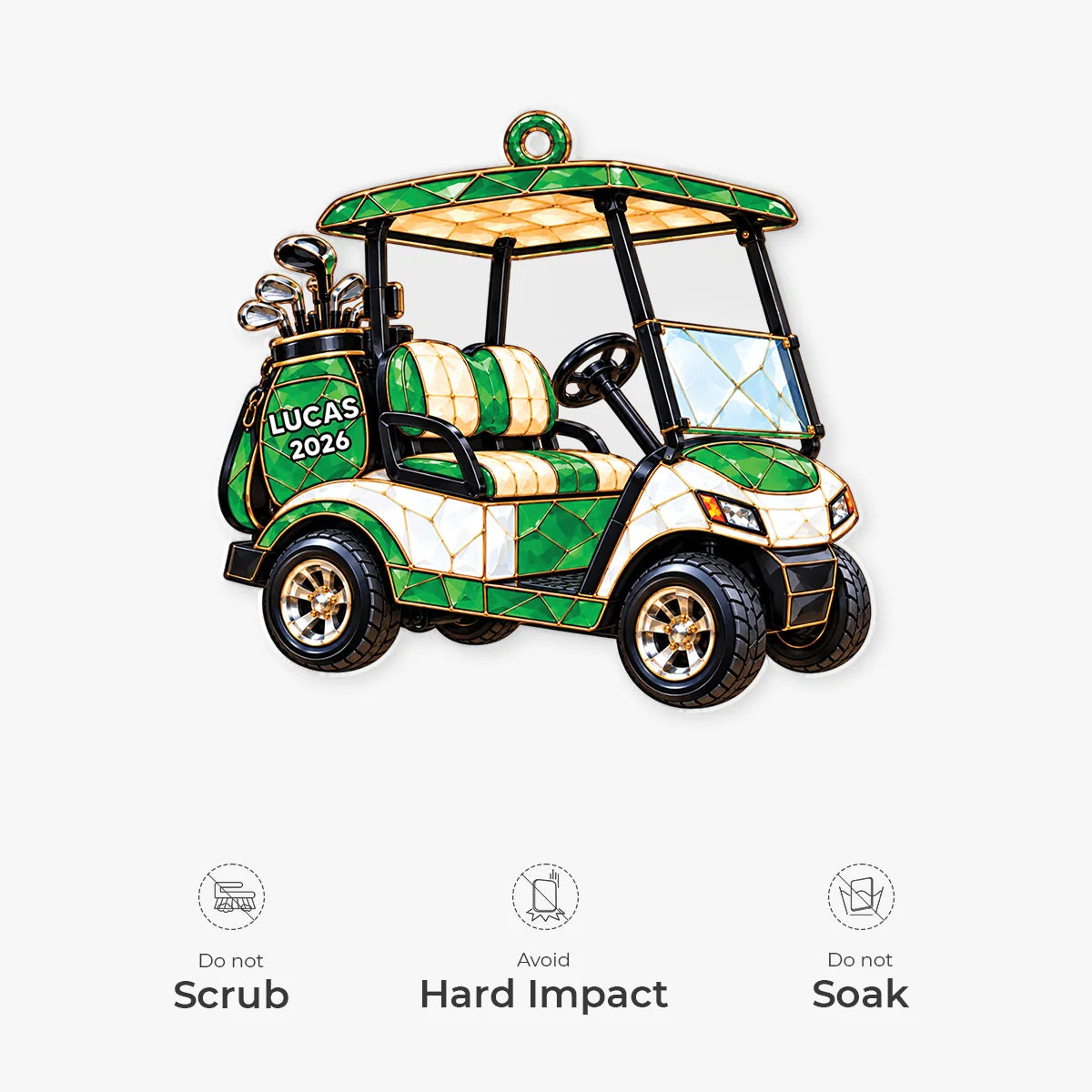 Personalized Golf Cart Acrylic Ornament - Custom Golfer Name Keepsake Gift for Dad