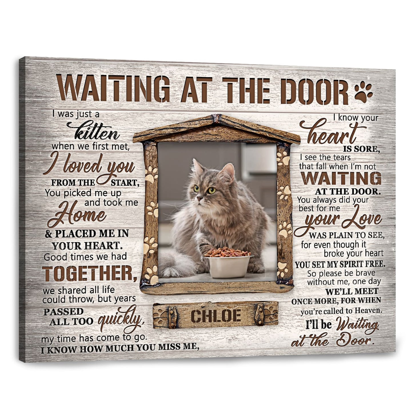 Waiting at the Door Personalized Cat Memorial Canvas / Poster - Loss of Cat Sympathy Gift