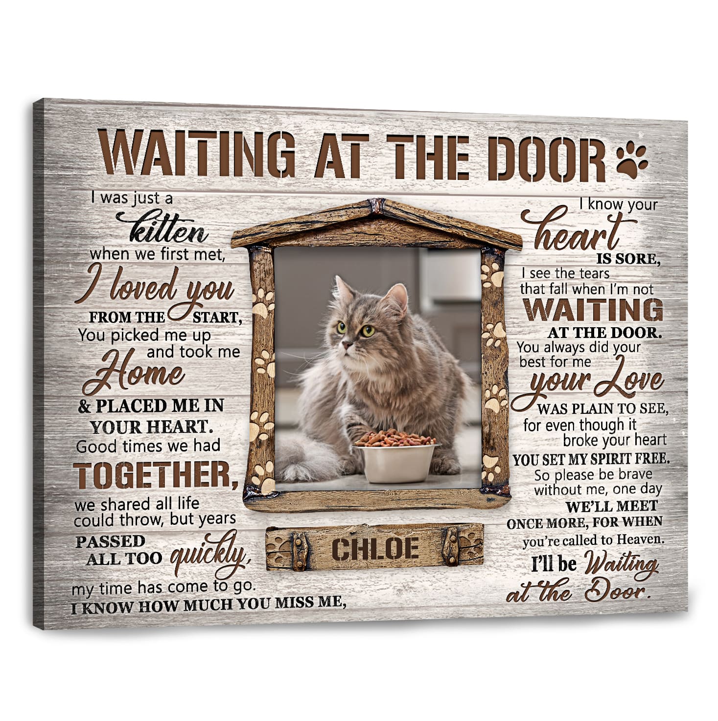 Waiting at the Door Personalized Cat Memorial Canvas / Poster - Loss of Cat Sympathy Gift