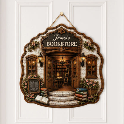 Custom Bookstore Wood Sign personalization view for Mom