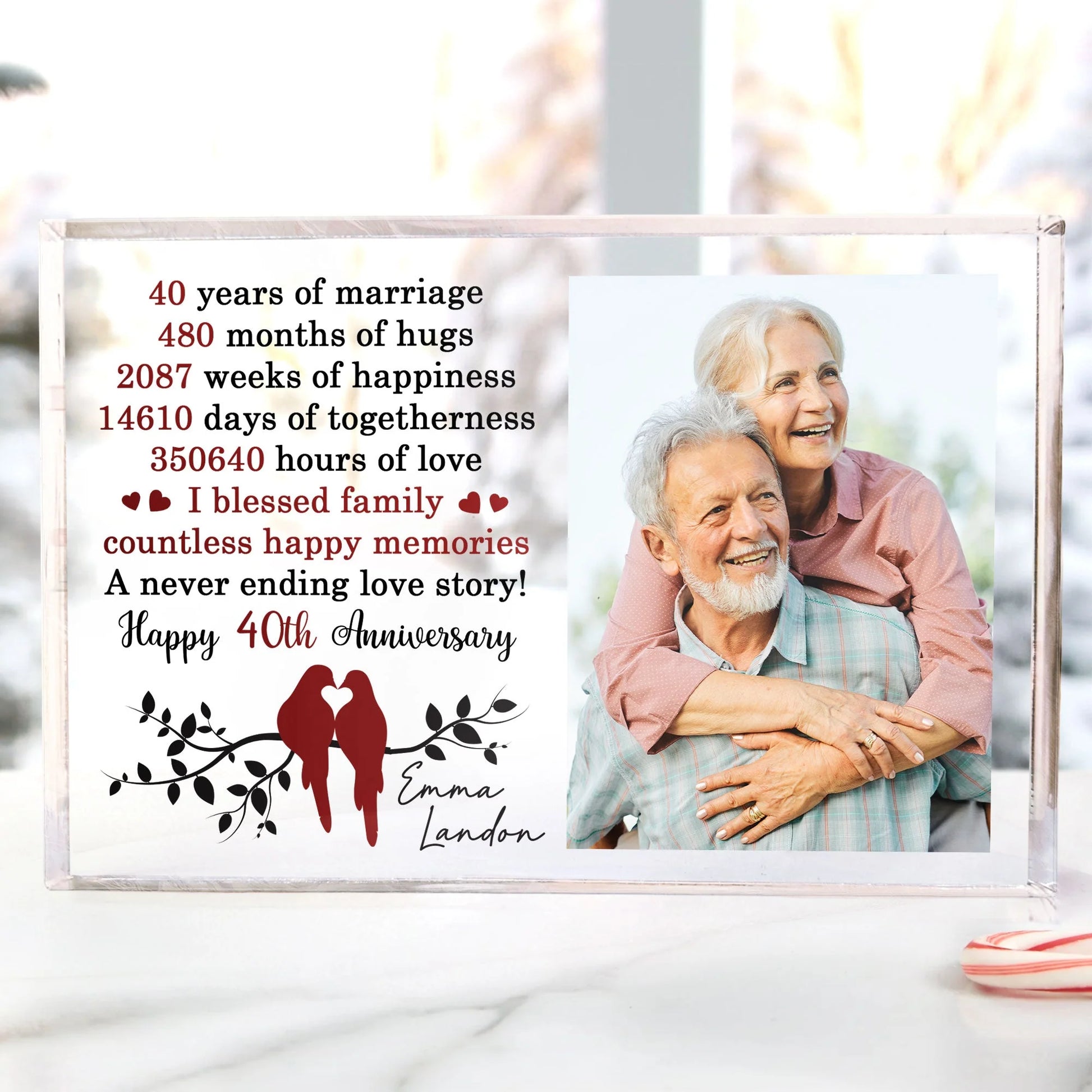 Plaque material and size view - Personalized Wedding Anniversary Acrylic Plaque
