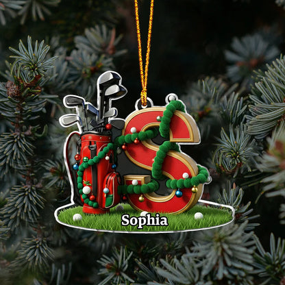 Personalized Golf Ornament - Custom Name Letter Holiday Keepsake for Golfers