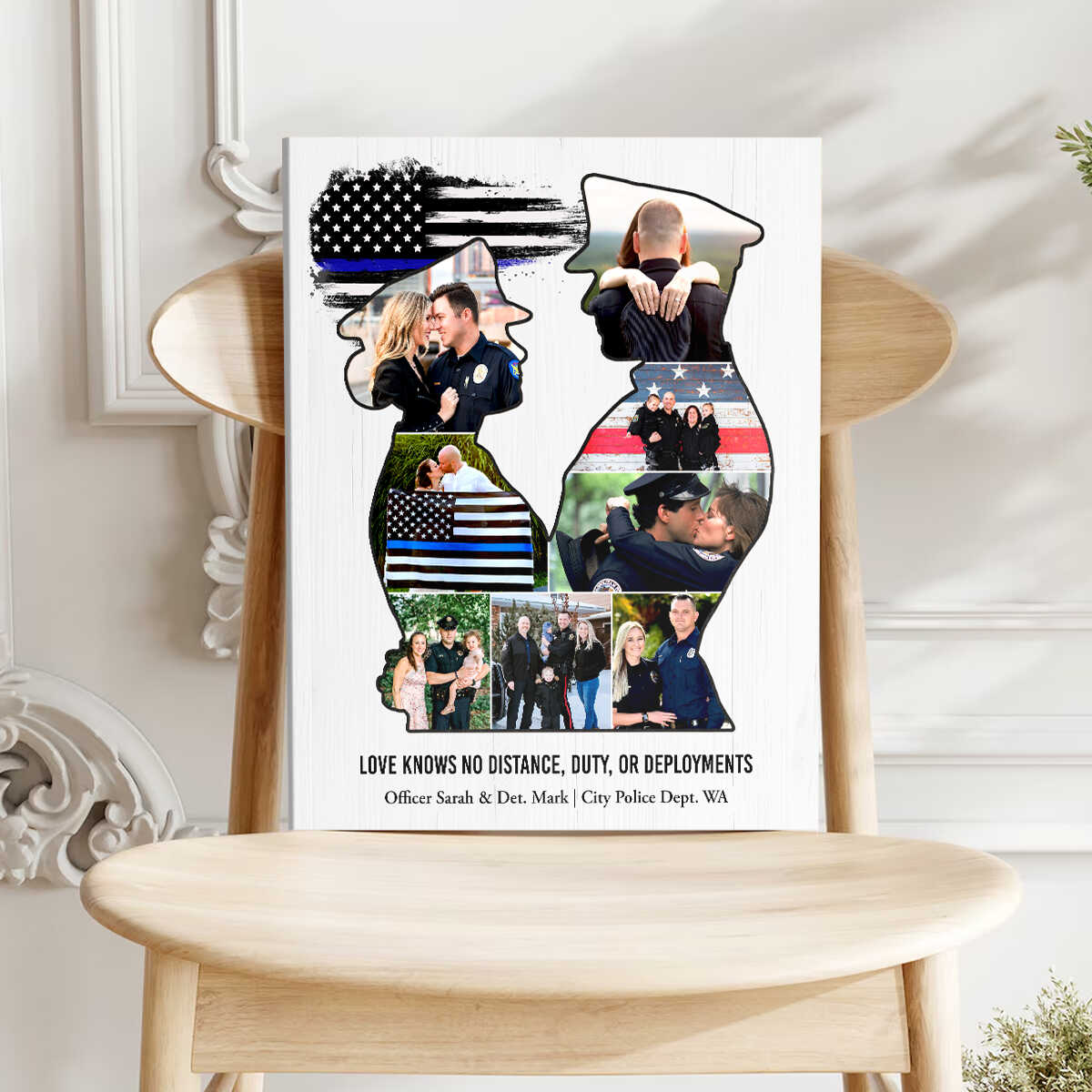 Personalized Police Couple Canvas personalization view for Wife