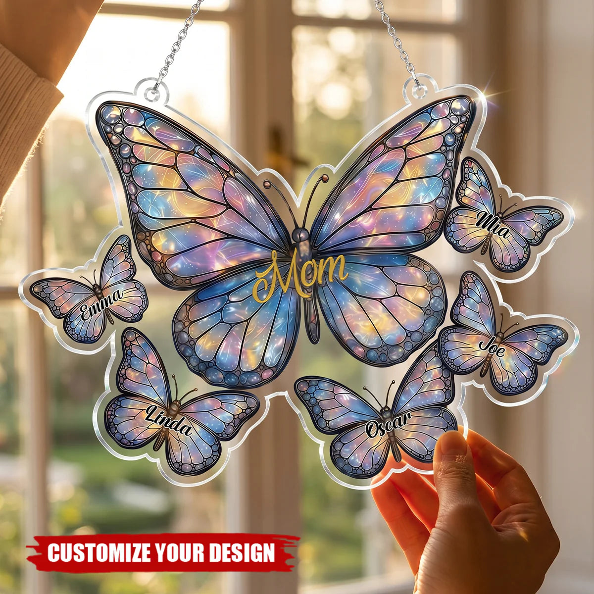 Personalized Butterfly Mom Suncatcher personalization view for Mom