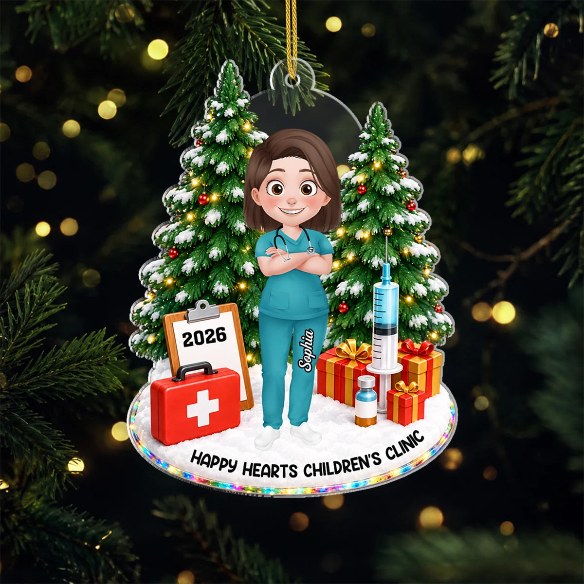 Personalized Nurse Acrylic Ornament - Custom Christmas Tree Keepsake
