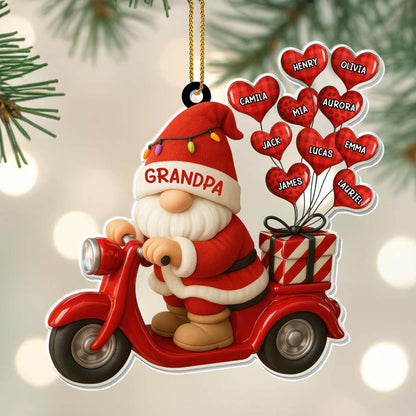 Grandpa Santa On Scooter Personalized Acrylic Ornament - Custom Christmas Keepsake for Grandparent
