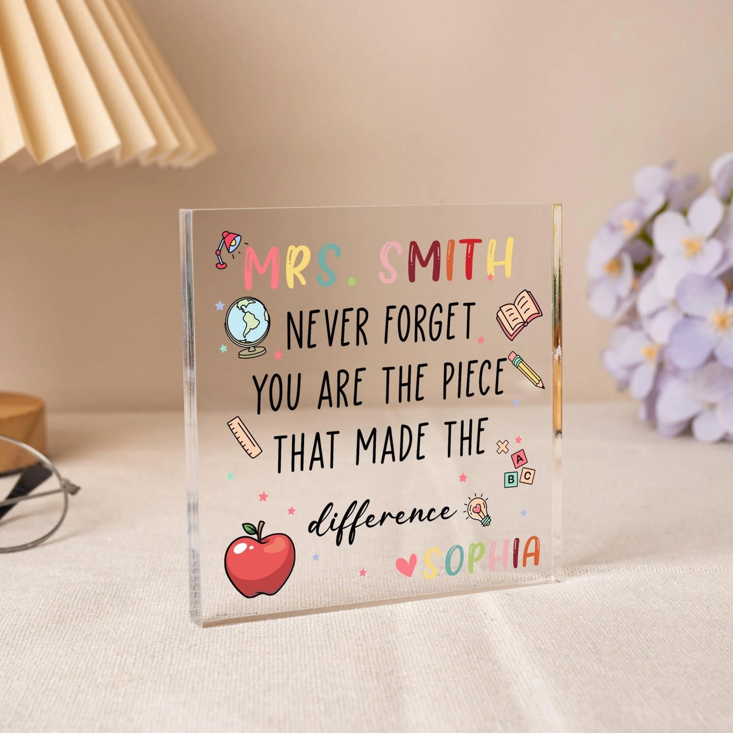 Personalized Teacher Acrylic Plaque personalization view for Teacher