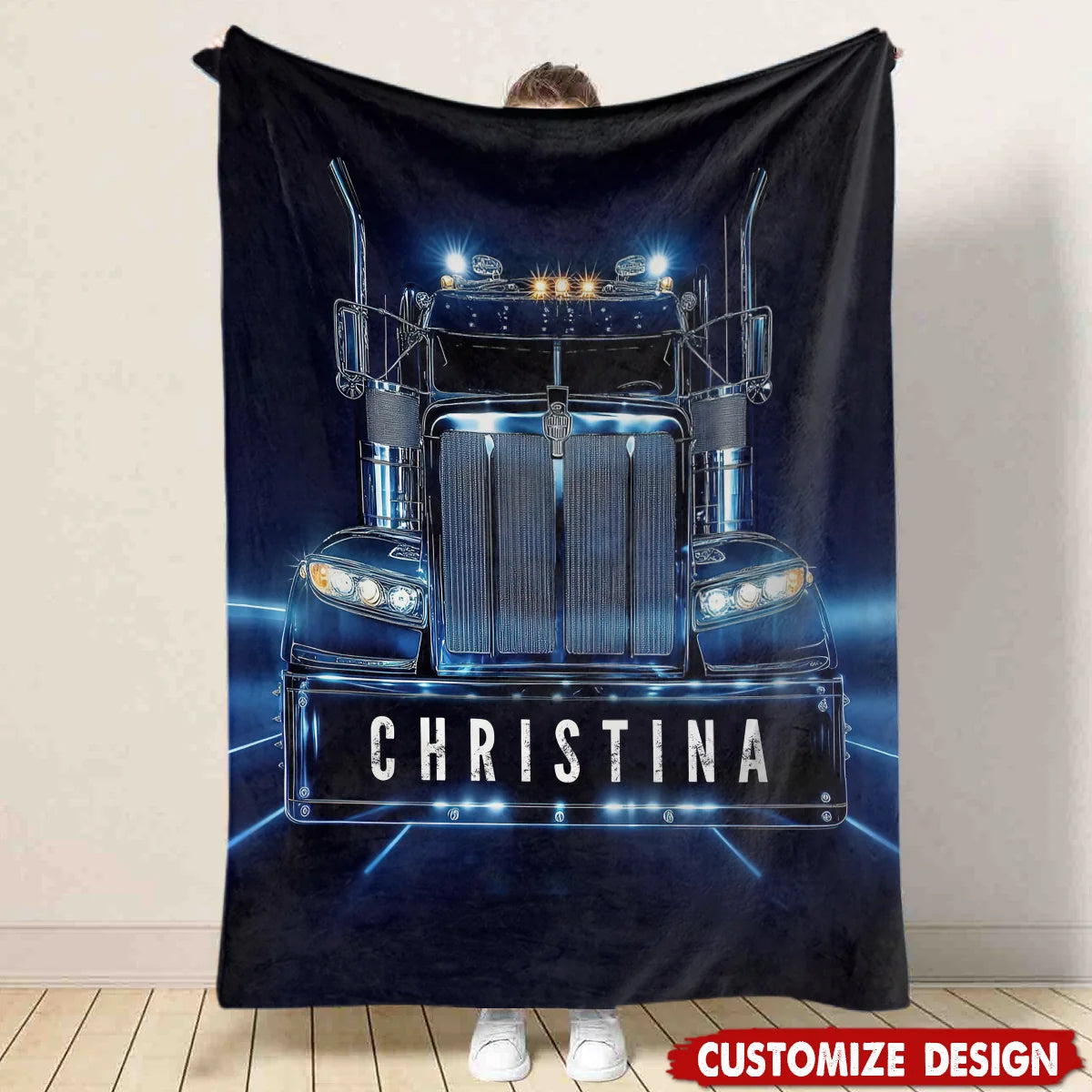 Personalized Trucker Blanket - Custom Name Semi Truck Driver Keepsake Gift