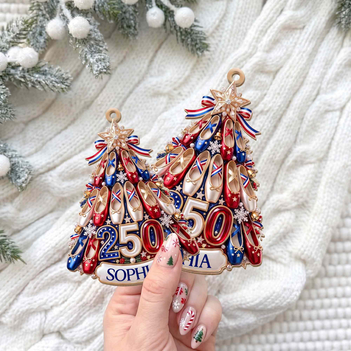 Ballet Shoes Christmas Tree Personalized Wooden Ornament - Custom Gift for Ballerina Dancer