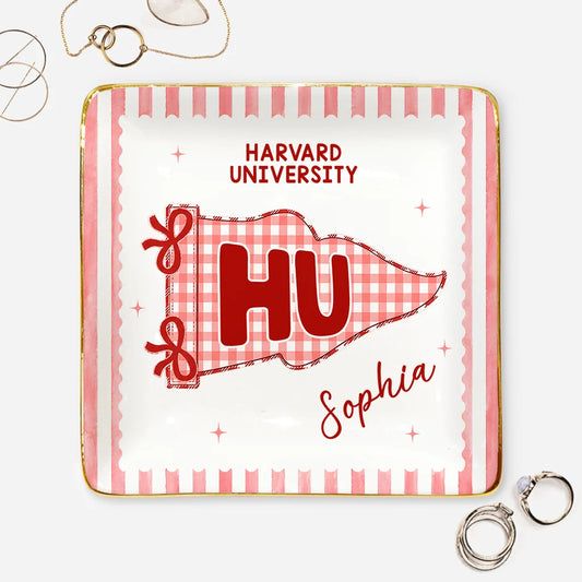 University Pennant Custom Jewelry Dish - Personalized Graduation Gift for Her