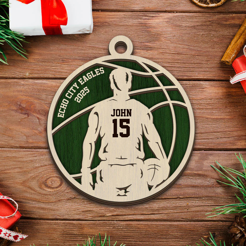 Wooden Ornament material and size view - Personalized Sports Player Ornament