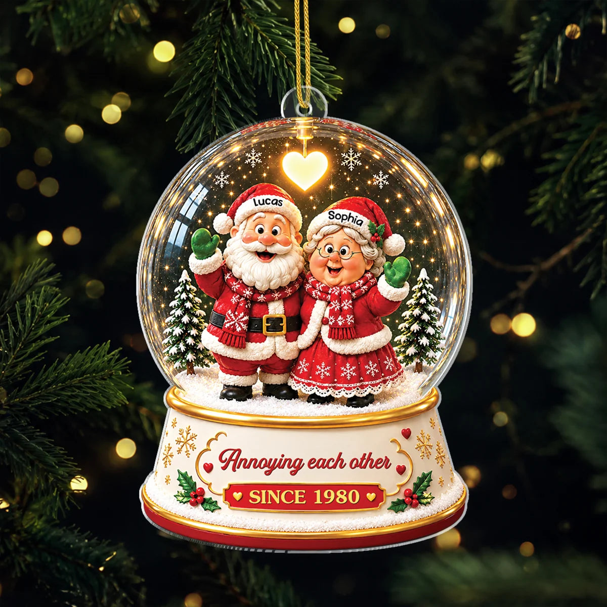 Annoying Each Other Since - Personalized Santa Snow Globe Acrylic Ornament for Couples