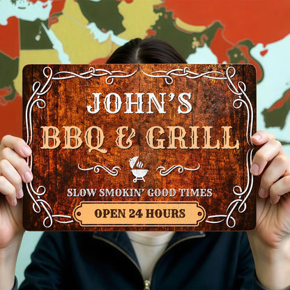 Personalized Bbq Grill Metal Sign for Dad with personalized design details for meaningful gifting image 7