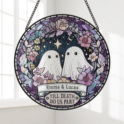 "Till Death Do Us Part" Personalized Ghost Glass Suncatcher Ornament - Custom Couple Wedding Anniversary Gift